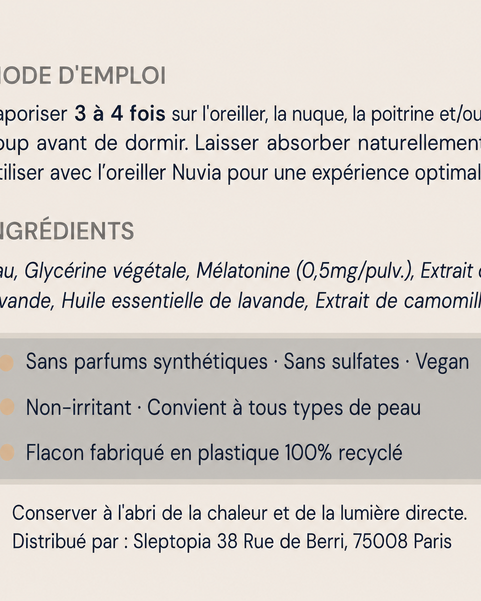 Spray sommeil à la mélatonine et mélange de plantes